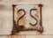 Number 25 rusted metal plate