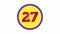 Number 27 sign symbol animation motion graphics on yellow circle white background