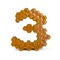 Number 3. Digital sign. Orange glossy honeycomb font. 3D