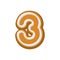 Number 3 Gingerbread font. Peppermint honey-cake ABC three. Cook