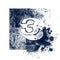 Number 3, grungy letter, font typography design, blue and white, ink splash grung