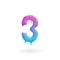 Number 3 logo. Colored paint three icon with drips. Dripping liquid symbol. Isolated art concept vector.