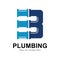 Number 3 plumbing pipe logo vector design template