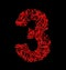 Number 3 red artistic fiber mesh style isolated on black