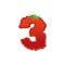 Number 3 Strawberry font. Red Berry lettering three alphabet. Fr