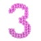 Number 3 three alphabet, color pink