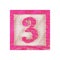 Number 3 three childs wood block on white with clipping path