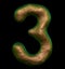 Number 3 three made of natural gold snake skin texture isolated on black
