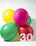 Number 30 and colourful round balloons. Birthday, anniversary, jubilee concept.