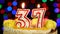 Number 37 Happy Birthday Cake Witg Burning Candles Topper.