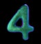 Number 4 four made of natural green snake skin texture isolated on black