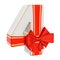 Number 4, gift box shaped of a number four with red ribbon bow. 3D rendering