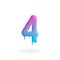 Number 4 logo. Colored paint four icon with drips. Dripping liquid symbol. Isolated art concept vector.