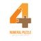Number 4 is made up of puzzles. Vector illustration for logo, brand logo, sticker or scrapbooking, for education