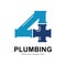 Number 4 plumbing pipe logo vector design template