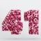 Number 41 3D Text Illustration, Digits With Pink And Cream Colors Stars, 3D Render