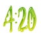 Number 420 hand drawn lettering with slime effect. Symbol in cannabis smoking culture, April 20 celebration.