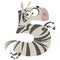 Number 5 excited cartoon zebra gallop