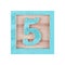 Number 5 five childs wood block on white with clipping path