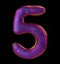 Number 5 five made of natural purple snake skin texture isolated on black