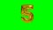 Number 5 five years birthday anniversary gold helium balloon floating on green screen -