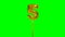 Number 5 five years birthday anniversary golden balloon floating on green screen -