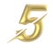 number 5 golden edge sliced text isolated - 3d rendering