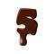 Number 5 from latin alphabet made of chocolate