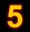 Number 5 neon light full isolated on black