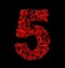 Number 5 red artistic fiber mesh style isolated on black