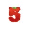 Number 5 Strawberry font. Red Berry lettering five alphabet.