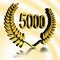 Number 5000 with laurel wreath or honor wreath as a 3D-illustration, 3D-rendering