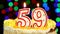 Number 59 Happy Birthday Cake Witg Burning Candles Topper.