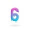Number 6 logo. Colored paint six icon with drips. Dripping liquid symbol. Isolated art concept vector.