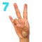 Number 7 for the deaf sign language  . Finger spelling ASL. Hand gesture number seven