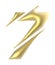 number 7 golden edge sliced text isolated - 3d rendering