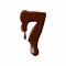 Number 7 from latin alphabet made of chocolate