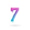 Number 7 logo. Colored paint seven icon with drips. Dripping liquid symbol. Isolated art concept vector.