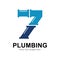 Number 7 plumbing pipe logo vector design template