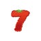 Number 7 Strawberry font. Red Berry lettering seven alphabet. Fr