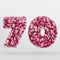 Number 70 3D Text Illustration, Digits With Pink And Cream Colors Stars, 3D Render