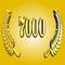 Number 7000 with laurel wreath or honor wreath as a 3D-illustration, 3D-rendering