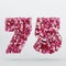 Number 75 3D Text Illustration, Digits With Pink And Cream Colors Stars, 3D Render