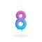 Number 8 logo. Colored paint eight icon with drips. Dripping liquid symbol. Isolated art concept vector.