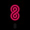 Number 8 logo, consist of pink strips. Abstract infinity emblem.