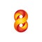 Number 8 logo, red yellow infinite geometric shape, infinity eight birthday anniversary emblem mockup