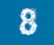 Number 8 made of light white cloud on blue sky background, cloudy alphabet - 3D illustration of symbols