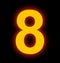 Number 8 neon light full isolated on black