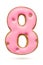 Number 8 pink gingerbread biscuit isolated on white