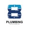 Number 8 plumbing pipe logo vector design template